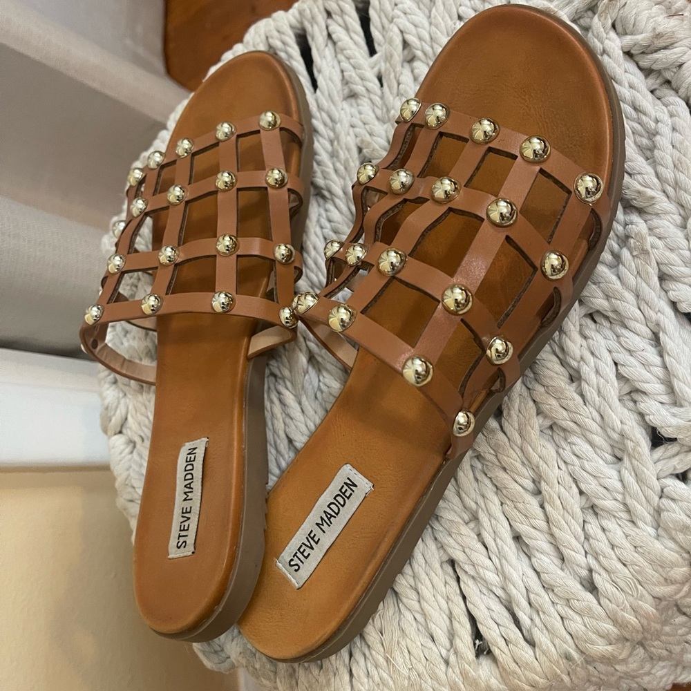 Steve Madden Brown Studded Women's Sandals